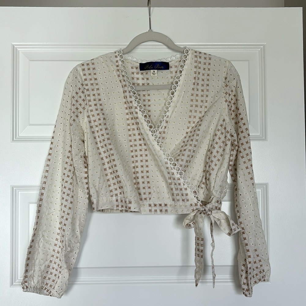 Blue Rain Long Sleeve Front Tie Shirt